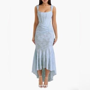 HOUSE OF CB - Cesca Floral Ruched High-Low Corset Dress